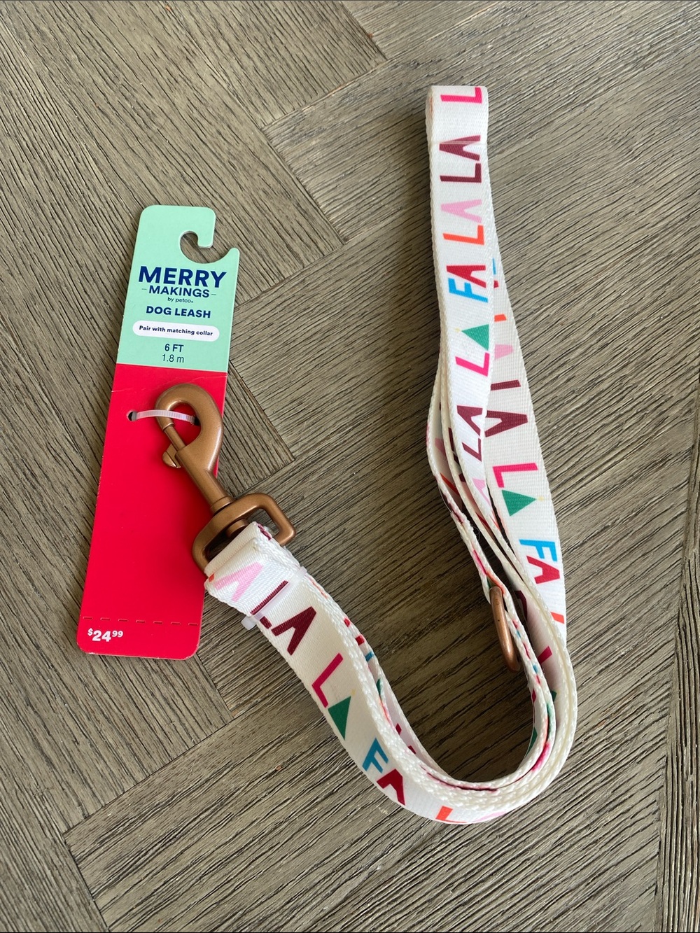 Merry Makings FA LA LA LA Christmas Dog Leash 6 Feet NWT